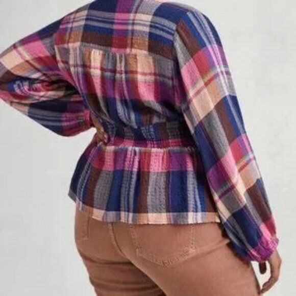 Pilcro Plaid Deep-V Blouse Plus size - Picture 5 of 10